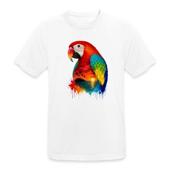 Tropical Sunset Palm Sea Beach Parrot Papagei - Männer T-Shirt atmungsaktiv - Weiß - Vorne - AI Model Male 185 dark (185cm)