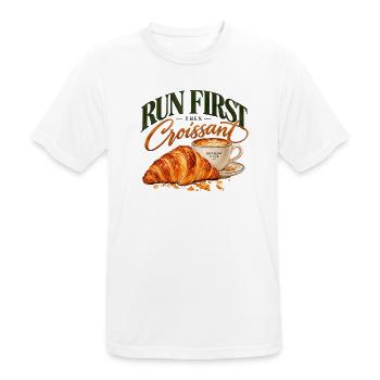 Zuerst laufen, später Croissant – Running & Coffee Club - Männer T-Shirt atmungsaktiv - Weiß - Vorne - AI Model Male 185 dark (185cm)