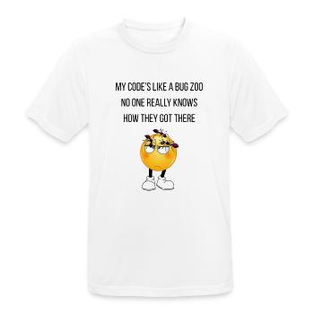 Mein Code ist wie ein Insektenzoo - Männer T-Shirt atmungsaktiv - Weiß - Vorne - AI Model Male 185 dark (185cm)