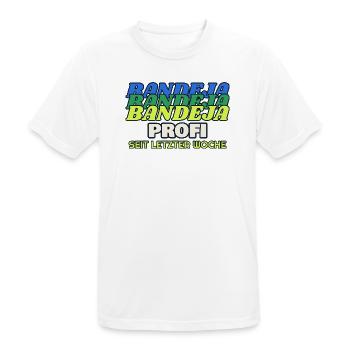 Bandeja Profi seit letzter Woche - Padel - Männer T-Shirt atmungsaktiv - Weiß - Vorne - AI Model Male 185 dark (185cm)