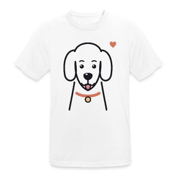 Süßer Hund mit rotem Halsband und Herz - Männer T-Shirt atmungsaktiv - Weiß - Vorne - AI Model Male 185 dark (185cm)