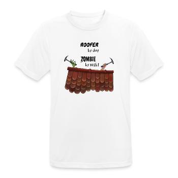 Roofer by day Zombie by night - Zombiehand - Männer T-Shirt atmungsaktiv - Weiß - Vorne - AI Model Male 185 dark (185cm)