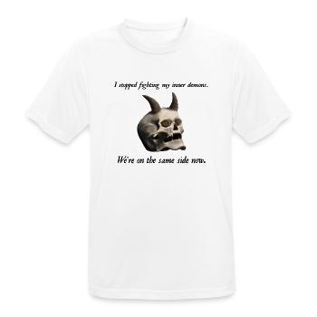 I stopped fighting my inner demons - Totenkopf - Männer T-Shirt atmungsaktiv - Weiß - Vorne - AI Model Male 185 dark (185cm)