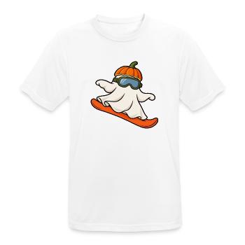 Geist auf dem Snowboard. Halloween im Schnee - Männer T-Shirt atmungsaktiv - Weiß - Vorne - AI Model Male 185 dark (185cm)