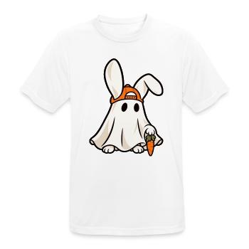 Geisterkaninchen mit Mütze. Süßes Halloween - Männer T-Shirt atmungsaktiv - Weiß - Vorne - AI Model Male 185 dark (185cm)