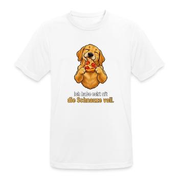 Labrador mit Pizza – Schnauze voll - Männer T-Shirt atmungsaktiv - Weiß - Vorne - AI Model Male 185 dark (185cm)