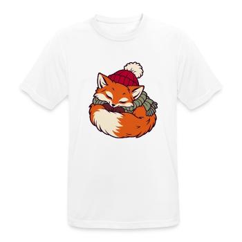 Schlafender Fuchs im Schal - Männer T-Shirt atmungsaktiv - Weiß - Vorne - AI Model Male 185 dark (185cm)