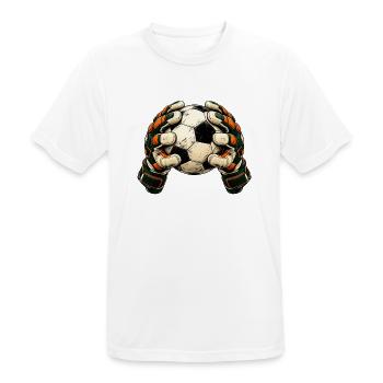 Torwart Geschenk - Fußball und Handschuhe - Männer T-Shirt atmungsaktiv - Weiß - Vorne - AI Model Male 185 dark (185cm)