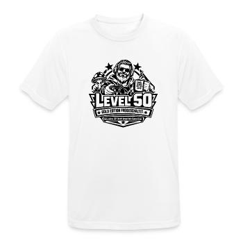 Level 50: 50. Geburtstag – Lustiges Gamer-Geschenk - Männer T-Shirt atmungsaktiv - Weiß - Vorne - AI Model Male 185 dark (185cm)