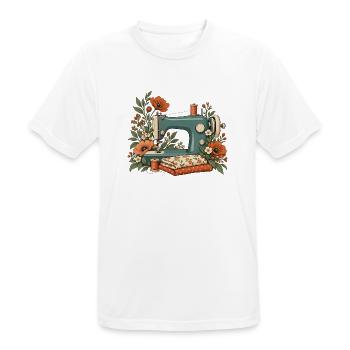 Nähmaschine mit Blumen - Vintage Nähen - Männer T-Shirt atmungsaktiv - Weiß - Vorne - AI Model Male 185 dark (185cm)