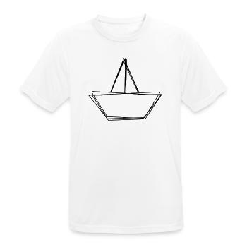 Papierboot handgezeichnet - Männer T-Shirt atmungsaktiv - Weiß - Vorne - AI Model Male 185 dark (185cm)