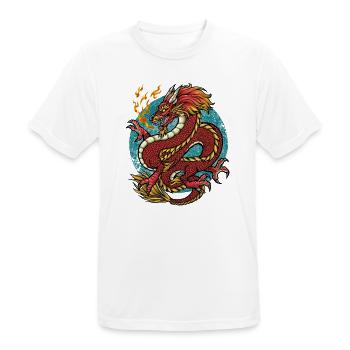 Drache Feuerdrache - Männer T-Shirt atmungsaktiv - Weiß - Vorne - AI Model Male 185 dark (185cm)