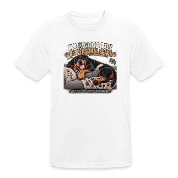 Rottweiler Cozy auf Sofa - Männer T-Shirt atmungsaktiv - Weiß - Vorne - AI Model Male 185 dark (185cm)