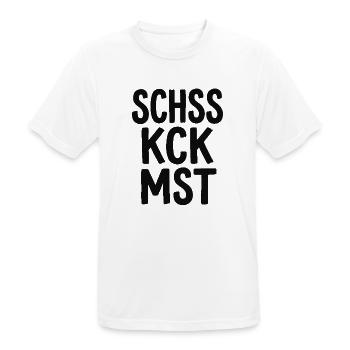 Schss Kck Mst – Fluch-Spruch Statement - Männer T-Shirt atmungsaktiv - Weiß - Vorne - AI Model Male 185 dark (185cm)