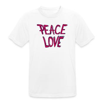 Peace Love Schriftzug in Pink - Männer T-Shirt atmungsaktiv - Weiß - Vorne - AI Model Male 185 dark (185cm)