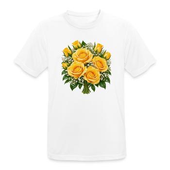 Golden Rose Bouquet Glow - Männer T-Shirt atmungsaktiv - Weiß - Vorne - AI Model Male 185 dark (185cm)