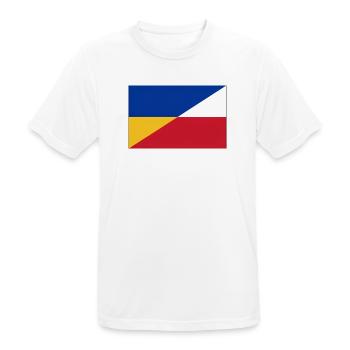 Ukraine-Polnische Flagge – Ukrainische und Polnische Einheit - Männer T-Shirt atmungsaktiv - Weiß - Vorne - AI Model Male 185 dark (185cm)
