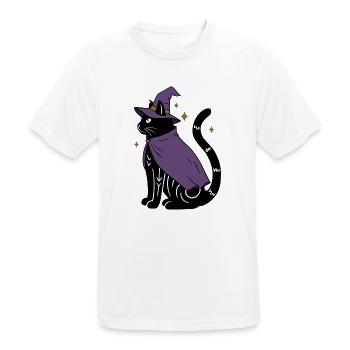 Magische Halloween Katze als Hexe - Bunt - Männer T-Shirt atmungsaktiv - Weiß - Vorne - AI Model Male 185 dark (185cm)