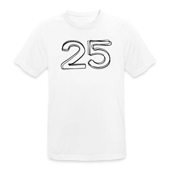 Zahl 25 handgezeichnet - Männer T-Shirt atmungsaktiv - Weiß - Vorne - AI Model Male 185 dark (185cm)