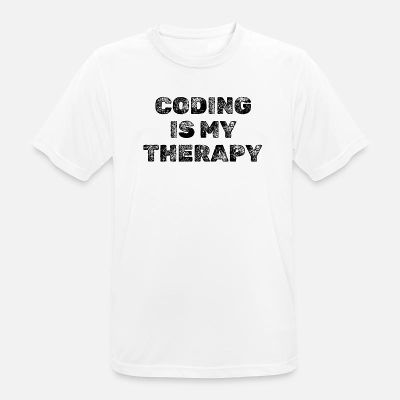 Coding Is My Therapy Developer Saying - Men's Breathable T-Shirt - white