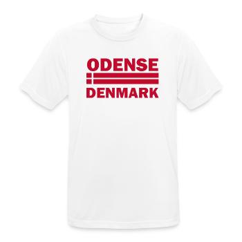 Odense, Dänemark Gestreifte Flagge - Männer T-Shirt atmungsaktiv - Weiß - Vorne - AI Model Male 185 dark (185cm)