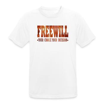 FreeWill - Men's Breathable T-Shirt - white - Front - AI Model Male 185 dark (185cm)