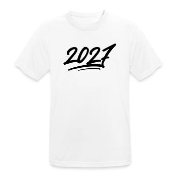 2027 Jahr - Männer T-Shirt atmungsaktiv - Weiß - Vorne - AI Model Male 185 dark (185cm)