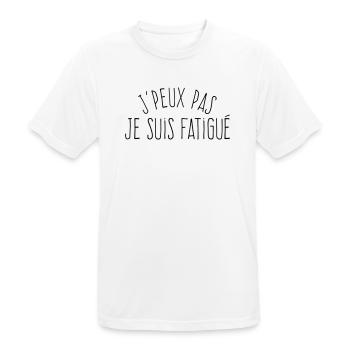 J'peux pas je suis fatigué (masculin)  - T-shirt respirant Homme - blanc - Devant - AI Model Male 185 dark (185cm)