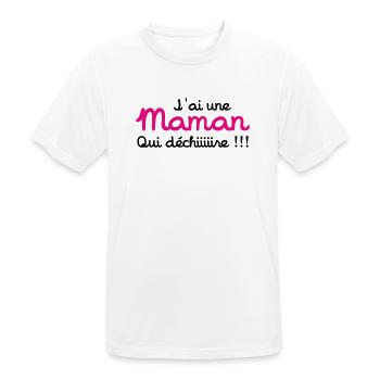 J'ai une Maman qui déchiiire !!! Fête des Mères - T-shirt respirant Homme - blanc - Devant - AI Model Male 185 dark (185cm)
