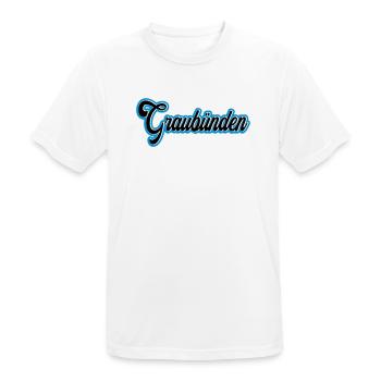 Graubünden Script with Blue Outline - Men's Breathable T-Shirt - white - Front - AI Model Male 185 dark (185cm)