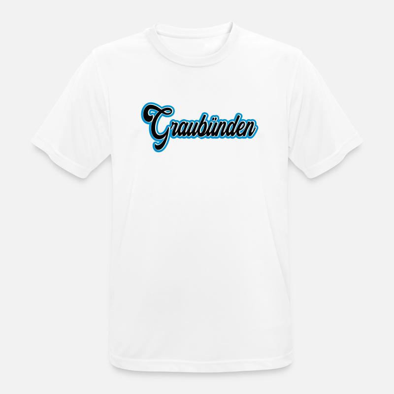 Graubünden Script with Blue Outline - Men's Breathable T-Shirt - white