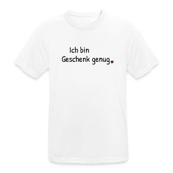 Ich bin Geschenk genug | Spruch mit Herz - Männer T-Shirt atmungsaktiv - Weiß - Vorne - AI Model Male 185 dark (185cm)