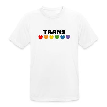 Cœur arc-en-ciel trans noir - T-shirt respirant Homme - blanc - Devant - AI Model Male 185 dark (185cm)