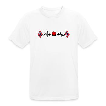Heart rate cardio flag Norway - Men's Breathable T-Shirt - white - Front - AI Model Male 185 dark (185cm)