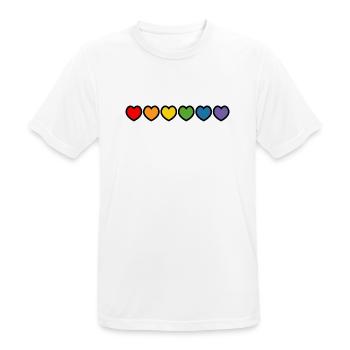 coeurs arc-en-ciel contour noir LGBT lgbtqi queer - T-shirt respirant Homme - blanc - Devant - AI Model Male 185 dark (185cm)