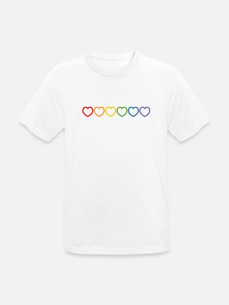Rainbow Hearts outline - Men's Breathable T-Shirt - white