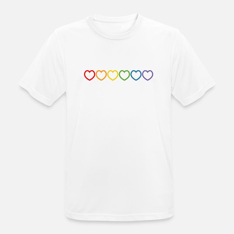 Regenbogenherzchen outline - Männer T-Shirt atmungsaktiv - Weiß