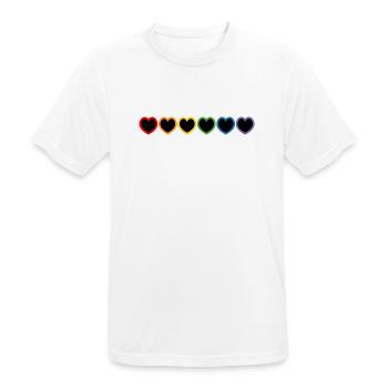 Coeurs LGBT arc-en-ciel noir - T-shirt respirant Homme - blanc - Devant - AI Model Male 185 dark (185cm)
