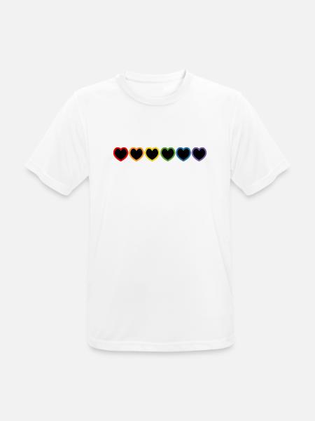 Rainbow LGBT Hearts black - Men's Breathable T-Shirt - white