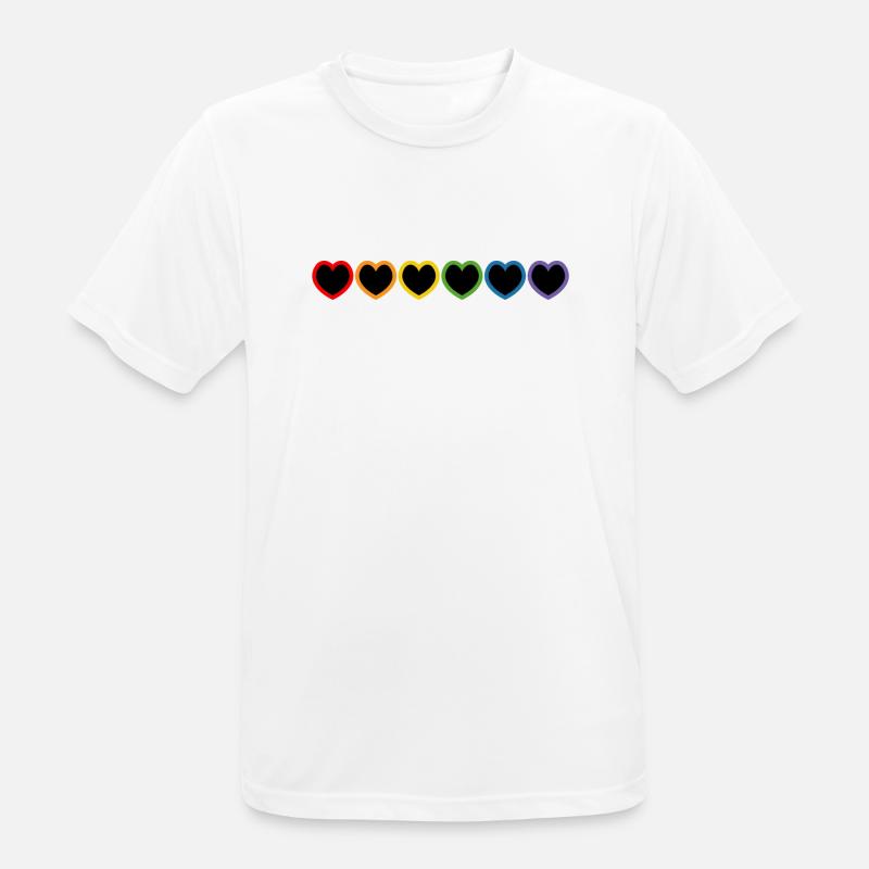 Rainbow LGBT Hearts black - Men's Breathable T-Shirt - white