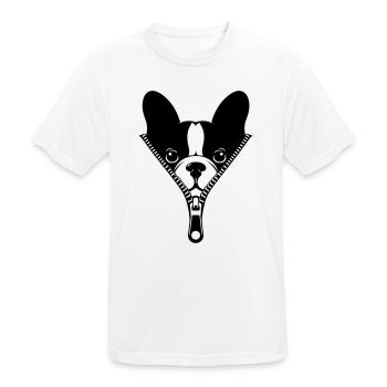 Französische Bulldogge mit Reißverschluss - Männer T-Shirt atmungsaktiv - Weiß - Vorne - AI Model Male 185 dark (185cm)
