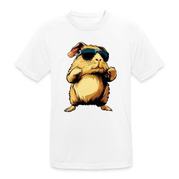 Fitness Meerschweinchen - Männer T-Shirt atmungsaktiv - Weiß - Vorne - AI Model Male 185 dark (185cm)