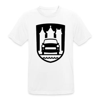 Trabi Motorsport Zwickau (Farbe änderbar) - Männer T-Shirt atmungsaktiv - Weiß - Vorne - AI Model Male 185 dark (185cm)