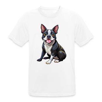 Boston Terrier Hundesitting - Männer T-Shirt atmungsaktiv - Weiß - Vorne - AI Model Male 185 dark (185cm)