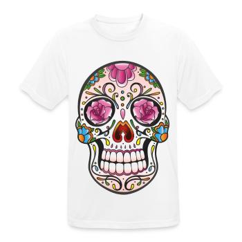 Mexican Sugar Skull, day of the dead - T-shirt respirant Homme - blanc - Devant - AI Model Male 185 dark (185cm)