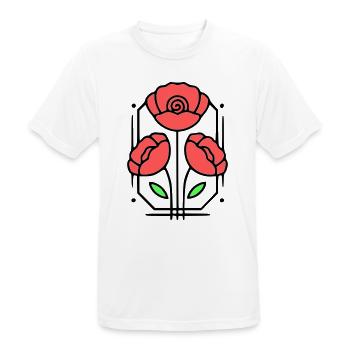 Poppy Poppies Minimalist Line Art 8 - Men's Breathable T-Shirt - white - Front - AI Model Male 185 dark (185cm)