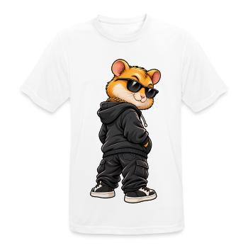Goldhamster im Streetstyle-Gangster-Look - Männer T-Shirt atmungsaktiv - Weiß - Vorne - AI Model Male 185 dark (185cm)