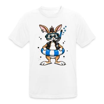 Bunter Punk Hase Taucher mit Rettungsring - Männer T-Shirt atmungsaktiv - Weiß - Vorne - AI Model Male 185 dark (185cm)