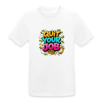 Quit Your Job: Freedom and Gold - Men's Breathable T-Shirt - white - Front - AI Model Male 185 dark (185cm)