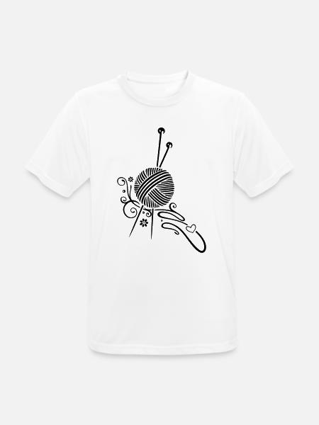 Knitting needles with wool and flowers. - Men's Breathable T-Shirt - white